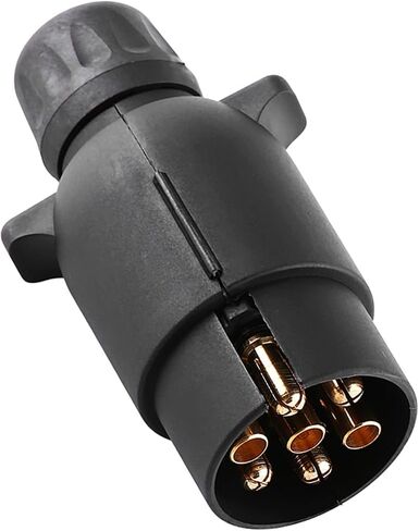 Acouto 12V 7 Pin Electric Trailer Plug N Type Plastic 7 pole Wiring Connector Adapter Black 7 way european trailer European 7 pin trailer plug in Saudi Arabia