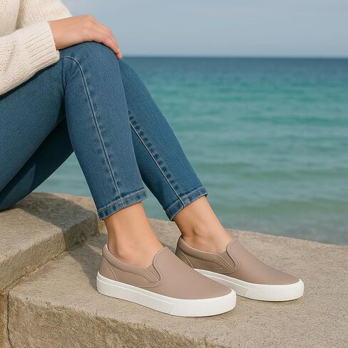 CUSHIONAIRE Ferris Fashion Slip On Sneakers for Women – Laceless Everyday Casual Womens Shoes with Cushioned Insole and Flexible Sole for Effortless Comfort and Style in Kuwait