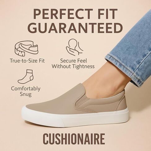 CUSHIONAIRE Ferris Fashion Slip On Sneakers for Women – Laceless Everyday Casual Womens Shoes with Cushioned Insole and Flexible Sole for Effortless Comfort and Style in Kuwait