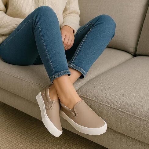 CUSHIONAIRE Ferris Fashion Slip On Sneakers for Women – Laceless Everyday Casual Womens Shoes with Cushioned Insole and Flexible Sole for Effortless Comfort and Style in Kuwait