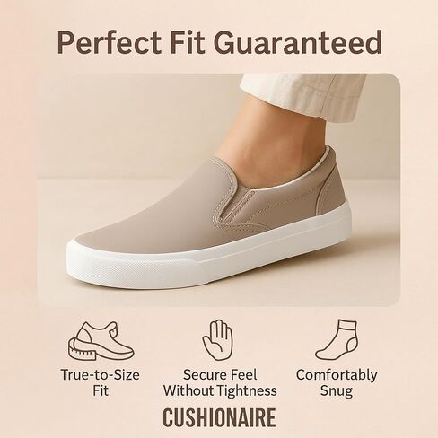 CUSHIONAIRE Ferris Fashion Slip On Sneakers for Women – Laceless Everyday Casual Womens Shoes with Cushioned Insole and Flexible Sole for Effortless Comfort and Style in Kuwait
