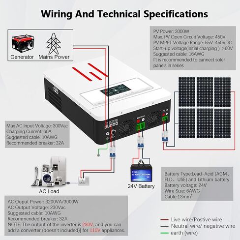 y & h 6.2kw hybrid hybrid inverter 48v AC220V on/Off-Grid Solar Heldter المدمج في MPPT 120A الشاحن الشمسي ، اثنين in Saudi Arabia