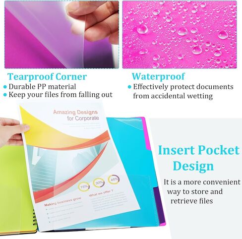 3 Pack 24 Pocket Poly Project Organizer with 12 Dividers Spiral Project Folder Multi Pocket Folder Binder Organizer for School Office Customizable Front Cover, Letter Size, 1/3 Cut Tab in Kuwait