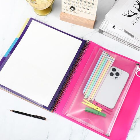 3 Pack 24 Pocket Poly Project Organizer with 12 Dividers Spiral Project Folder Multi Pocket Folder Binder Organizer for School Office Customizable Front Cover, Letter Size, 1/3 Cut Tab in Kuwait