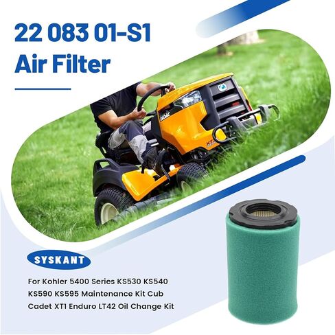 22 083 01-S1 مرشح لـ Kohler 5400 Series KS530 KS540 KS590 KS595 صيانة طقم شبل Cadet XT1 ENDURO LT42 مجموعة تغيير الزيت مع 12 050 01-S OIL-FILTER 25 050 22-S FULFILTER SLUP in Kuwait
