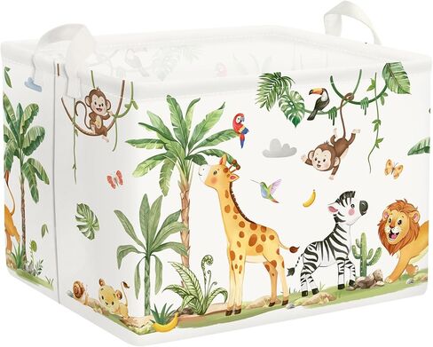 Clastyle Tropical Jungle Animals Baby Laundry Hamper Palm Tree Kid Storage Basket Boys Girls Gift Toy Box Collapsible Clothes Organizer Nursery Bin for Bedroom, Giraffe, 40 * 30 * 30 cm in Kuwait