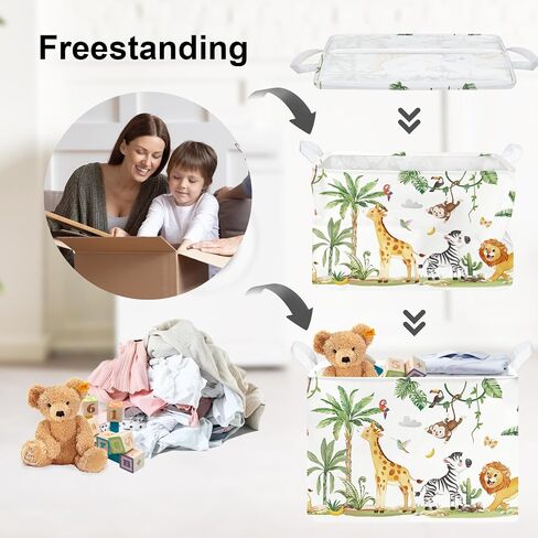 Clastyle Tropical Jungle Animals Baby Laundry Hamper Palm Tree Kid Storage Basket Boys Girls Gift Toy Box Collapsible Clothes Organizer Nursery Bin for Bedroom, Giraffe, 40 * 30 * 30 cm in Kuwait