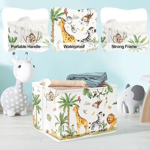 Clastyle Tropical Jungle Animals Baby Laundry Hamper Palm Tree Kid Storage Basket Boys Girls Gift Toy Box Collapsible Clothes Organizer Nursery Bin for Bedroom, Giraffe, 40 * 30 * 30 cm in Kuwait