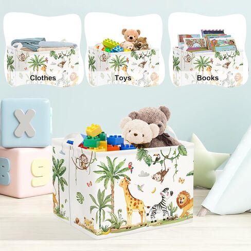Clastyle Tropical Jungle Animals Baby Laundry Hamper Palm Tree Kid Storage Basket Boys Girls Gift Toy Box Collapsible Clothes Organizer Nursery Bin for Bedroom, Giraffe, 40 * 30 * 30 cm in Kuwait