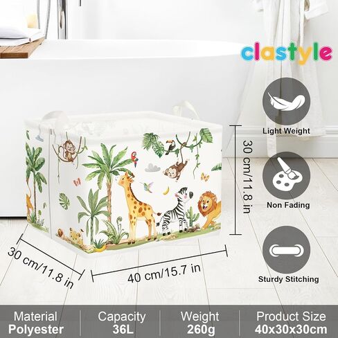 Clastyle Tropical Jungle Animals Baby Laundry Hamper Palm Tree Kid Storage Basket Boys Girls Gift Toy Box Collapsible Clothes Organizer Nursery Bin for Bedroom, Giraffe, 40 * 30 * 30 cm in Kuwait