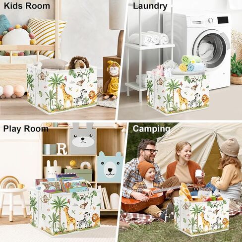 Clastyle Tropical Jungle Animals Baby Laundry Hamper Palm Tree Kid Storage Basket Boys Girls Gift Toy Box Collapsible Clothes Organizer Nursery Bin for Bedroom, Giraffe, 40 * 30 * 30 cm in Kuwait