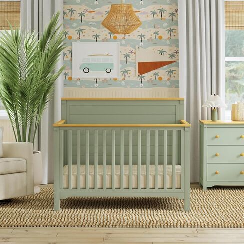 DaVinci Shea 4-in-1 Convertible Crib in Cove Blue and Honey, GREENGUARD Gold Certified in Kuwait