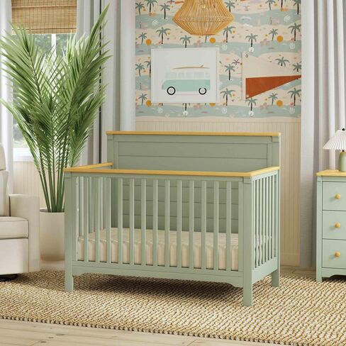 DaVinci Shea 4-in-1 Convertible Crib in Cove Blue and Honey, GREENGUARD Gold Certified in Kuwait