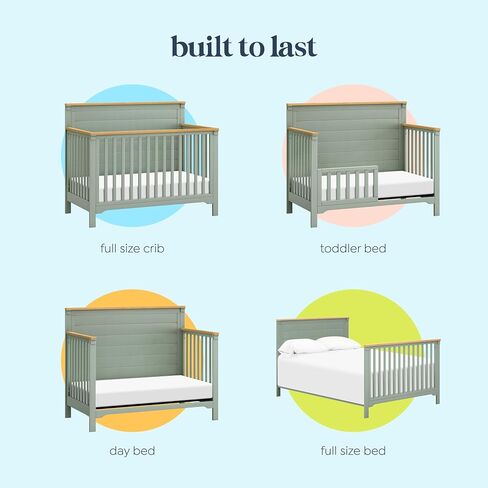 DaVinci Shea 4-in-1 Convertible Crib in Cove Blue and Honey, GREENGUARD Gold Certified in Kuwait