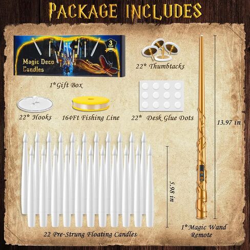 Floating Candles with Wand Halloween Decorations: 22 PCS Magic Hanging Floating LED Flameless Candles with Remote for Halloween Christmas Tree Birthday Parties Indoor Outdoor Wall Decor in Saudi Arabia