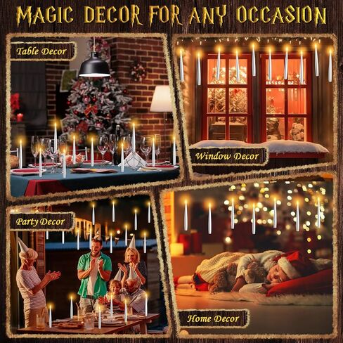 Floating Candles with Wand Halloween Decorations: 22 PCS Magic Hanging Floating LED Flameless Candles with Remote for Halloween Christmas Tree Birthday Parties Indoor Outdoor Wall Decor in Saudi Arabia