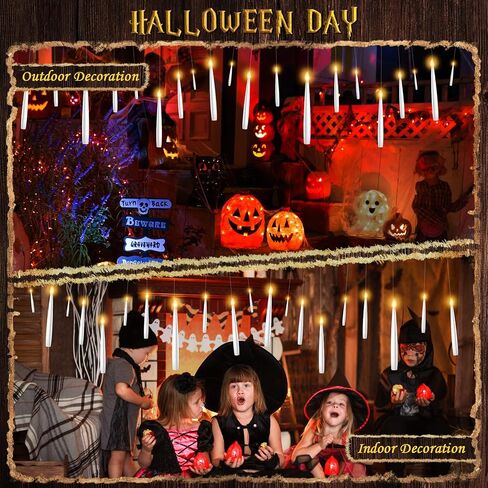 Floating Candles with Wand Halloween Decorations: 22 PCS Magic Hanging Floating LED Flameless Candles with Remote for Halloween Christmas Tree Birthday Parties Indoor Outdoor Wall Decor in Saudi Arabia