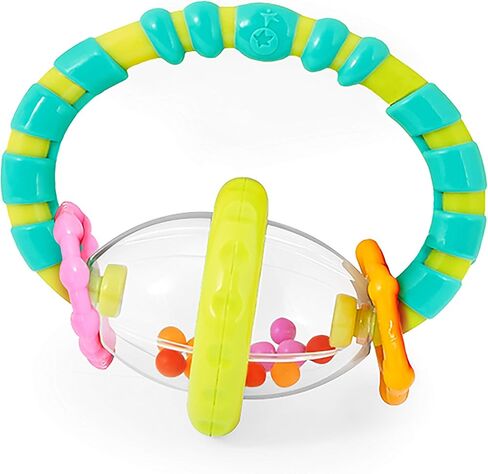 Bright Starts Grab & Spin Baby Rattle & BPA-Free Teether Toy, Ages 3 Months+ (Pack of 2) in Saudi Arabia