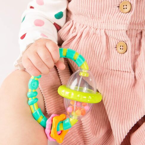 Bright Starts Grab & Spin Baby Rattle & BPA-Free Teether Toy, Ages 3 Months+ (Pack of 2) in Saudi Arabia