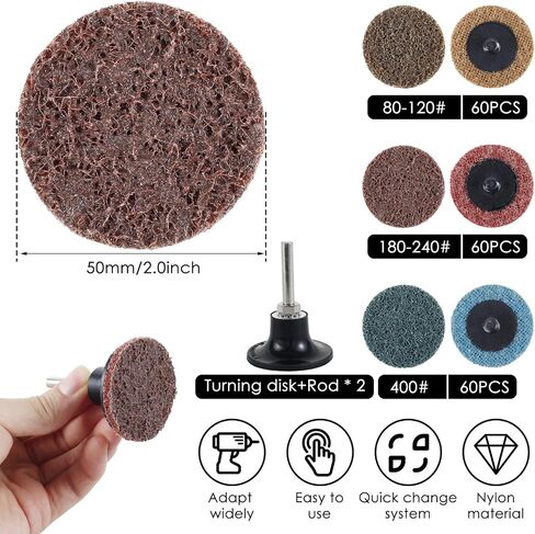 90 Pcs 2 Inch Sanding Discs Nylon with Fine, Medium, Coarse Grit and 1/4 Inch Holder. Great for Deburring and Sanding Plastic, Glass, and More. Easy to Swap for Smooth Finishing. in Saudi Arabia