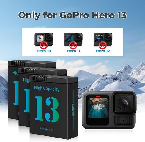 TQTH 2-Packs Hero 13 Battery Charger Kit, 3.89V Replacement Batteries for Hero 13, 2-Channel Charger for Hero 13 Black Action Camera Battery in Saudi Arabia
