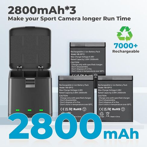 TQTH 2-Packs Hero 13 Battery Charger Kit, 3.89V Replacement Batteries for Hero 13, 2-Channel Charger for Hero 13 Black Action Camera Battery in Saudi Arabia