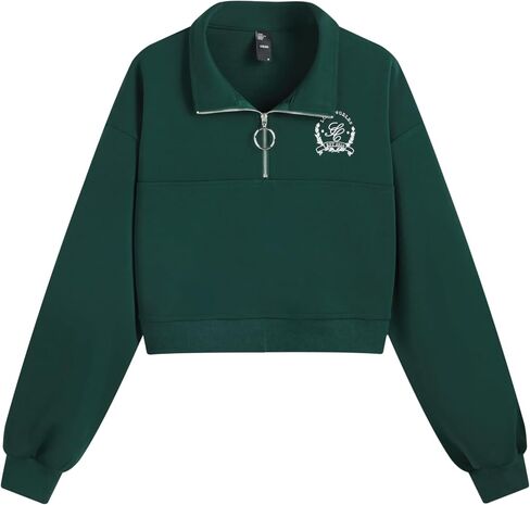 CIDER Womens Sweatshirt Half Zip Pullover Cropped Long Sleeve Graphic Zip Up Casual Fall Winter Outfits in Saudi Arabia