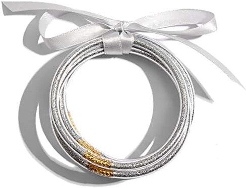 مجموعة سوار Bangle 5pcs ، مجموعة أزياء بريق جيلي بانجل مع شريط التعادل ديكو in Kuwait