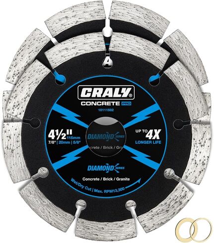 CRALY 5 Inch Super Thin Segmented Diamond Blade, 7/8 in Arbor, 5'' Diamond Stone Blade for Angle Grinder & Masonry Saw, Diamond Cutting Wheel for Cutting Concrete, Brick, Granite, Block, 2PC in Saudi Arabia