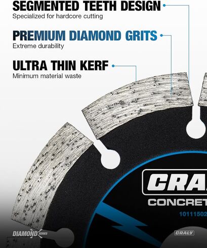 CRALY 5 Inch Super Thin Segmented Diamond Blade, 7/8 in Arbor, 5'' Diamond Stone Blade for Angle Grinder & Masonry Saw, Diamond Cutting Wheel for Cutting Concrete, Brick, Granite, Block, 2PC in Saudi Arabia
