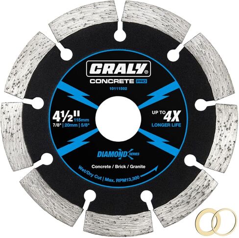 CRALY 5 Inch Super Thin Segmented Diamond Blade, 7/8 in Arbor, 5'' Diamond Stone Blade for Angle Grinder & Masonry Saw, Diamond Cutting Wheel for Cutting Concrete, Brick, Granite, Block, 2PC in Saudi Arabia