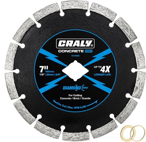 CRALY 5 Inch Super Thin Segmented Diamond Blade, 7/8 in Arbor, 5'' Diamond Stone Blade for Angle Grinder & Masonry Saw, Diamond Cutting Wheel for Cutting Concrete, Brick, Granite, Block, 2PC in Saudi Arabia