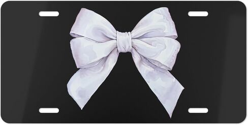 White Bow Decorative Front License Plate for Women and Teens, Cute Car Accessories, Custom Vanity Tag, Girly Preppy Coquette Room & Wall Decor, Gift for Mom Wife Her in Saudi Arabia