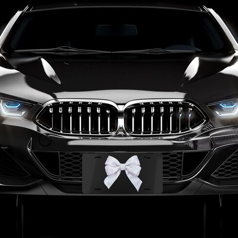 White Bow Decorative Front License Plate for Women and Teens, Cute Car Accessories, Custom Vanity Tag, Girly Preppy Coquette Room & Wall Decor, Gift for Mom Wife Her in Saudi Arabia