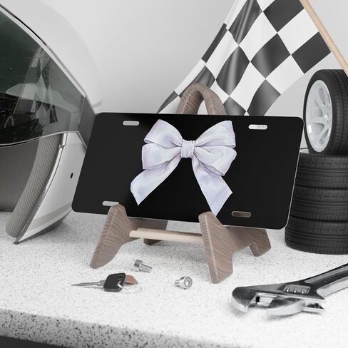 White Bow Decorative Front License Plate for Women and Teens, Cute Car Accessories, Custom Vanity Tag, Girly Preppy Coquette Room & Wall Decor, Gift for Mom Wife Her in Saudi Arabia