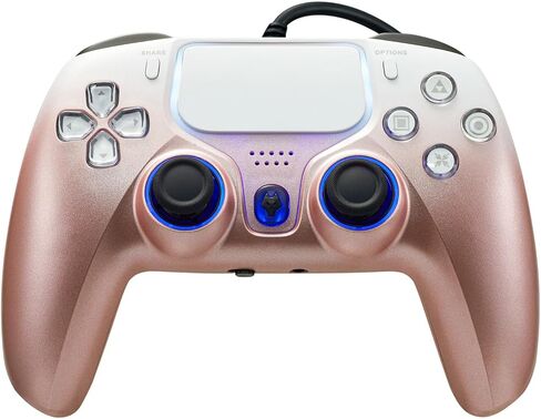 NBCP Wired PS5 Controller - Gaming Controller for PlayStation 5, PS4, PC/Steam, Turbo & Macro Functions, Dual Vibration, 3.5mm Audio Jack - White in Kuwait