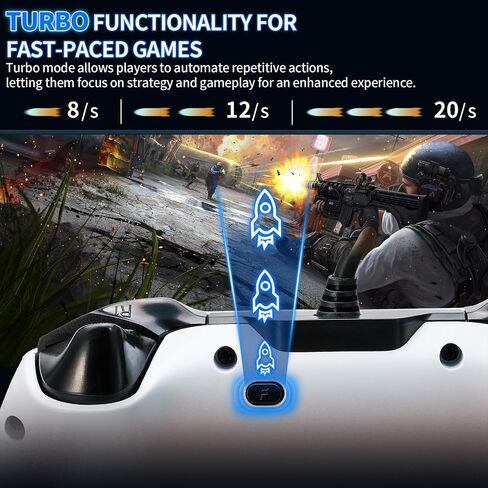 NBCP Wired PS5 Controller - Gaming Controller for PlayStation 5, PS4, PC/Steam, Turbo & Macro Functions, Dual Vibration, 3.5mm Audio Jack - White in Kuwait