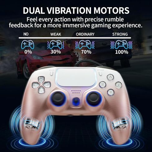 NBCP Wired PS5 Controller - Gaming Controller for PlayStation 5, PS4, PC/Steam, Turbo & Macro Functions, Dual Vibration, 3.5mm Audio Jack - White in Kuwait