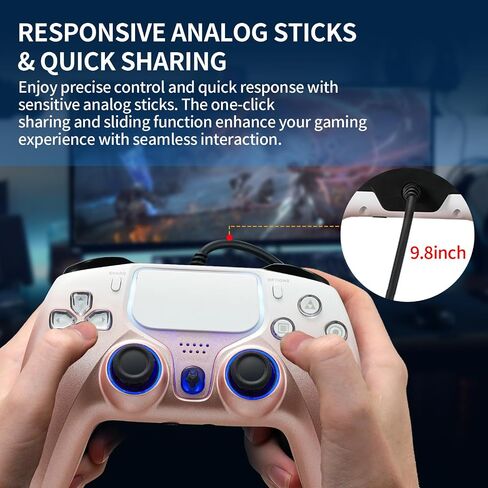 NBCP Wired PS5 Controller - Gaming Controller for PlayStation 5, PS4, PC/Steam, Turbo & Macro Functions, Dual Vibration, 3.5mm Audio Jack - White in Kuwait