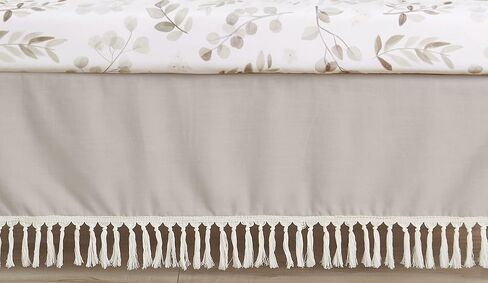 Sweet Jojo Designs Pink Boho Bohemian Girl Baby Crib Bed Skirt Nursery Dust Ruffle - Solid Color Blush Pink and White Farmhouse Chic Minimalist Tassel Fringe Macrame Textured in Saudi Arabia