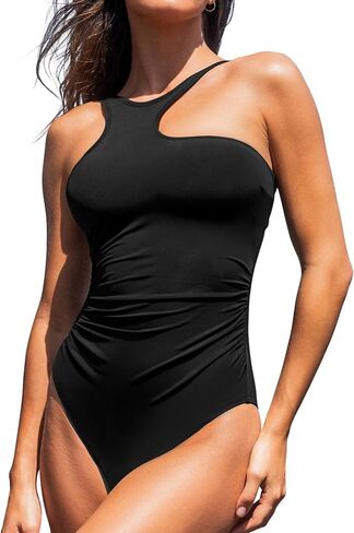 CUPSHE Women's One Piece Swimsuit Asymmetrical High Neck Bathing Suit Cutout Adjustable Wide Straps Back Hook Swimwear in Saudi Arabia