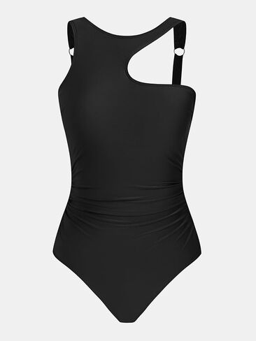 CUPSHE Women's One Piece Swimsuit Asymmetrical High Neck Bathing Suit Cutout Adjustable Wide Straps Back Hook Swimwear in Saudi Arabia
