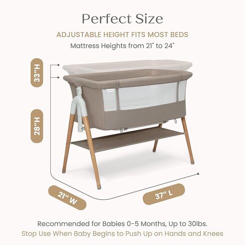 Delta Children Bondi Beechwood by The Bed Bassinet with PureAir Breathable Mesh Sheet and FSC-Certified Wood, Tan in Saudi Arabia