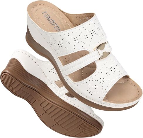 Temofon Women Wedge Sandals argy: Sandal Sandal Woman Red Size 8.5 - منصة دعم قوس مريحة - Summer Orthopedic Sandals أحذية in Kuwait