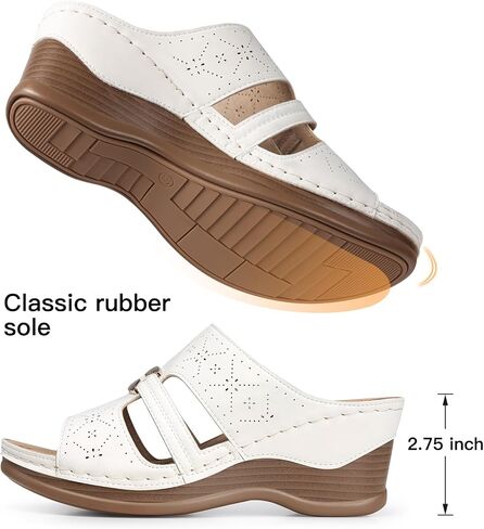 Temofon Women Wedge Sandals argy: Sandal Sandal Woman Red Size 8.5 - منصة دعم قوس مريحة - Summer Orthopedic Sandals أحذية in Kuwait