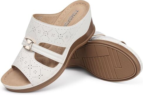 Temofon Women Wedge Sandals argy: Sandal Sandal Woman Red Size 8.5 - منصة دعم قوس مريحة - Summer Orthopedic Sandals أحذية in Kuwait