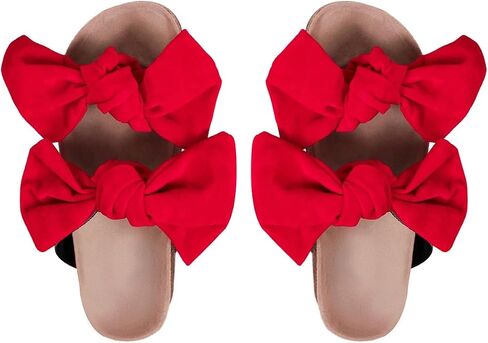 GORGLITTER Women's Bow Cork Sandals Double Band Suede Beach Sandals Open Toe Slip On Slide Sandals 2025 in Saudi Arabia