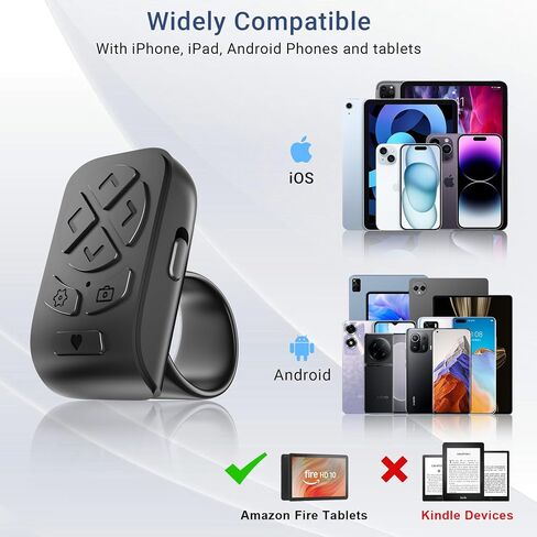 Scrolling Ring Remote for TikTok YouTube Instagram Shorts Video, Scroller Page Turner Clicker for Kindle APP Compatible with iPhone iPad Android Phone, Remote Shutter Control for Phone Camera in Saudi Arabia