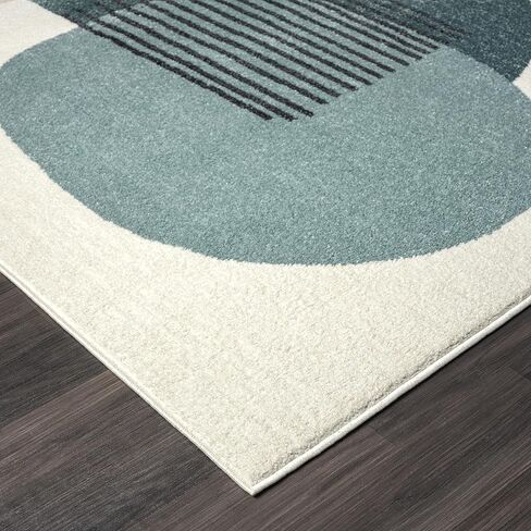 Abani Deco Collection Area Bruc -cream/Green Minimalist Design -5'3 "x 7'6" (5'x8 ') - سهل التنظيف - متين للأطفال والحيوانات الأليفة - غير متوسطة - كومة متوسطة - غرفة المعيشة وغرفة النوم والمكتب in Kuwait