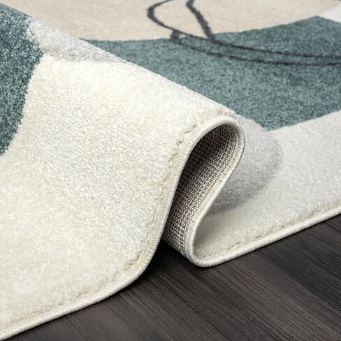 Abani Deco Collection Area Bruc -cream/Green Minimalist Design -5'3 "x 7'6" (5'x8 ') - سهل التنظيف - متين للأطفال والحيوانات الأليفة - غير متوسطة - كومة متوسطة - غرفة المعيشة وغرفة النوم والمكتب in Kuwait